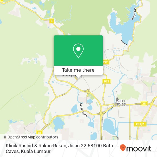 Peta Klinik Rashid & Rakan-Rakan, Jalan 22 68100 Batu Caves