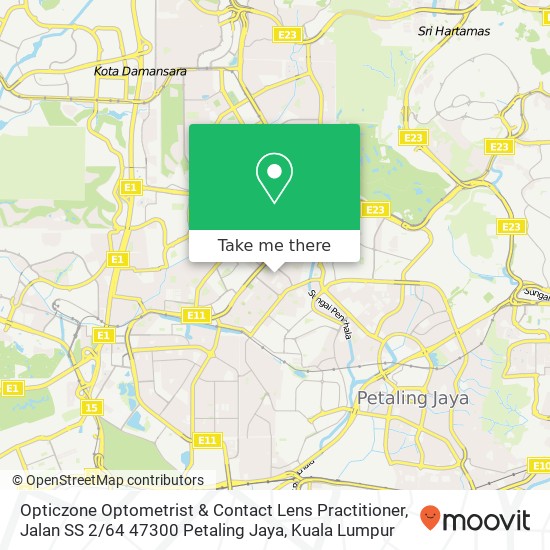 Opticzone Optometrist & Contact Lens Practitioner, Jalan SS 2 / 64 47300 Petaling Jaya map