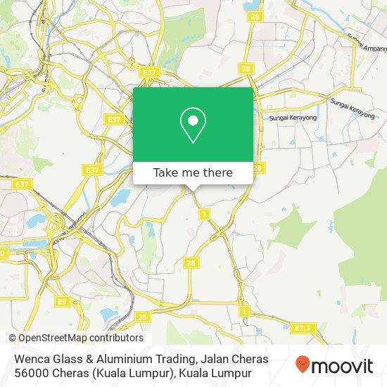 Wenca Glass & Aluminium Trading, Jalan Cheras 56000 Cheras (Kuala Lumpur) map