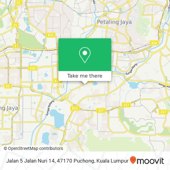 Peta Jalan 5 Jalan Nuri 14, 47170 Puchong