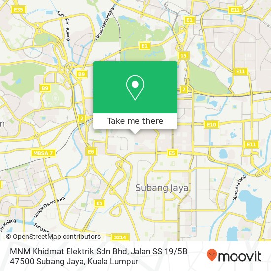 MNM Khidmat Elektrik Sdn Bhd, Jalan SS 19 / 5B 47500 Subang Jaya map