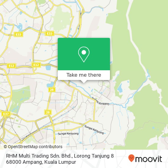 Peta RHM Multi Trading Sdn. Bhd., Lorong Tanjung 8 68000 Ampang