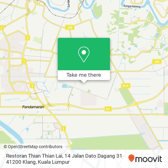 Peta Restoran Thian Thian Lai, 14 Jalan Dato Dagang 31 41200 Klang