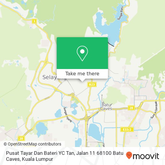 Pusat Tayar Dan Bateri YC Tan, Jalan 11 68100 Batu Caves map