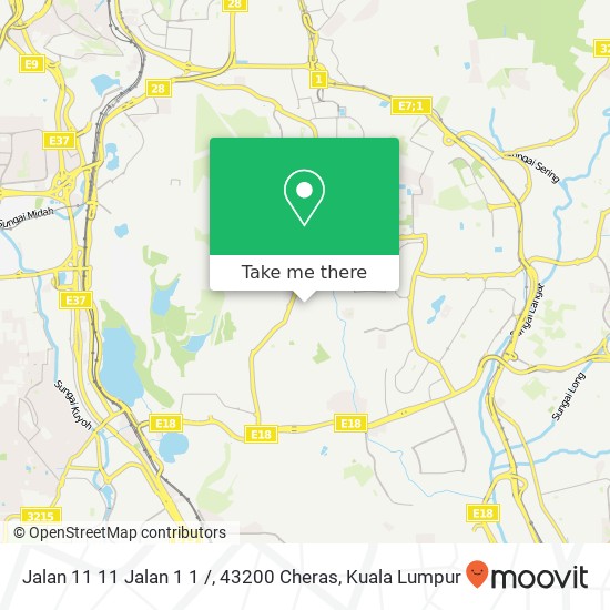 Peta Jalan 11 11 Jalan 1 1 /, 43200 Cheras