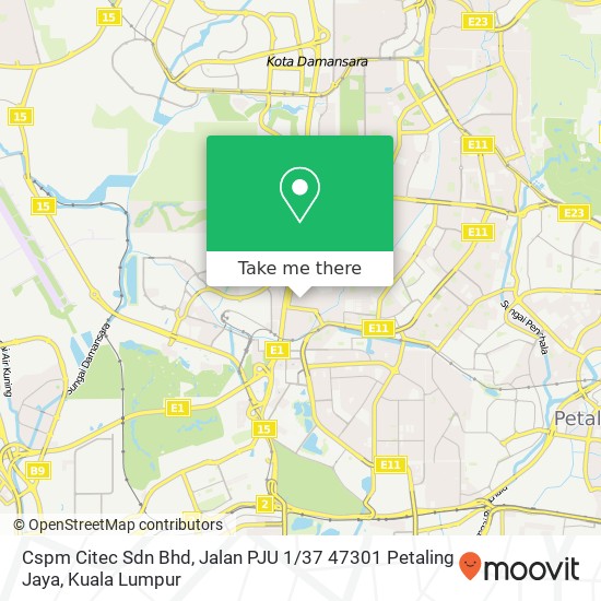 Cspm Citec Sdn Bhd, Jalan PJU 1 / 37 47301 Petaling Jaya map