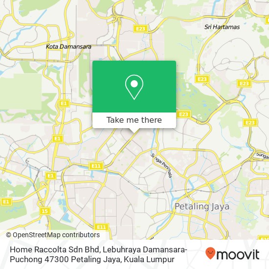 Peta Home Raccolta Sdn Bhd, Lebuhraya Damansara-Puchong 47300 Petaling Jaya