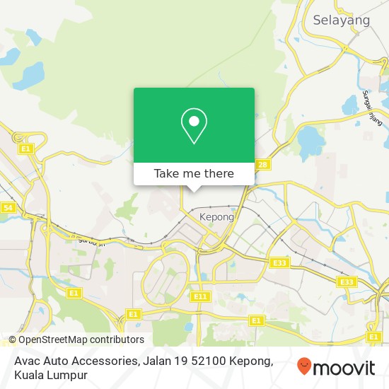 Peta Avac Auto Accessories, Jalan 19 52100 Kepong