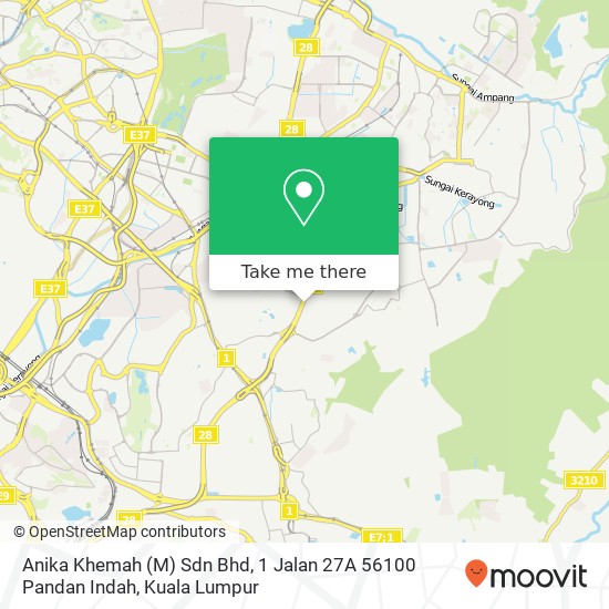 Anika Khemah (M) Sdn Bhd, 1 Jalan 27A 56100 Pandan Indah map