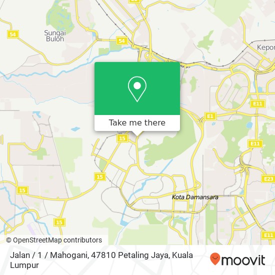 Jalan / 1 / Mahogani, 47810 Petaling Jaya map