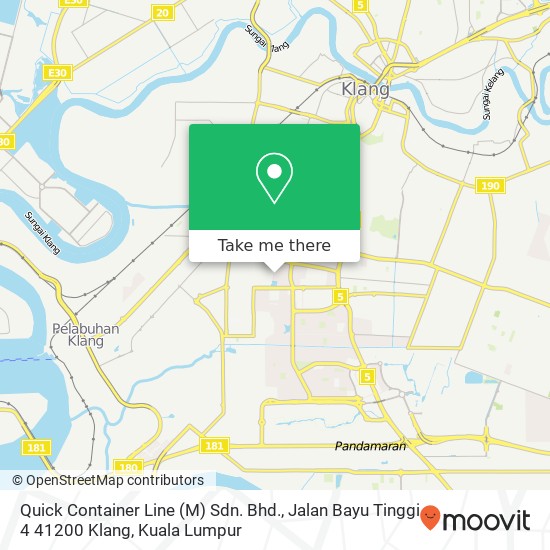 Peta Quick Container Line (M) Sdn. Bhd., Jalan Bayu Tinggi 4 41200 Klang