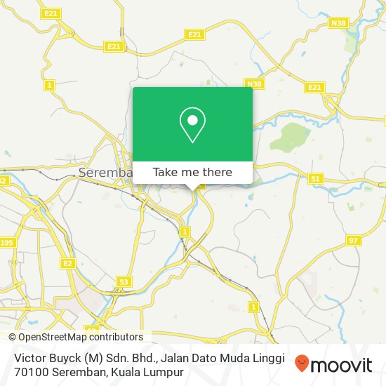 Victor Buyck (M) Sdn. Bhd., Jalan Dato Muda Linggi 70100 Seremban map