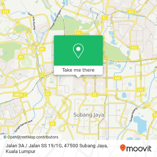 Peta Jalan 3A / Jalan SS 19 / 1G, 47500 Subang Jaya