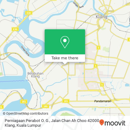Peta Perniagaan Perabot O. G., Jalan Chan Ah Choo 42000 Klang