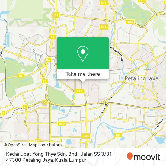 Peta Kedai Ubat Yong Thye Sdn. Bhd., Jalan SS 3 / 31 47300 Petaling Jaya