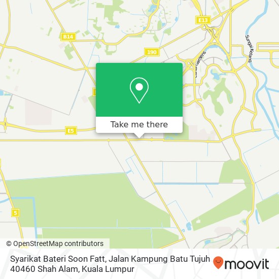 Syarikat Bateri Soon Fatt, Jalan Kampung Batu Tujuh 40460 Shah Alam map