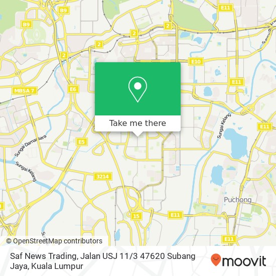 Saf News Trading, Jalan USJ 11 / 3 47620 Subang Jaya map