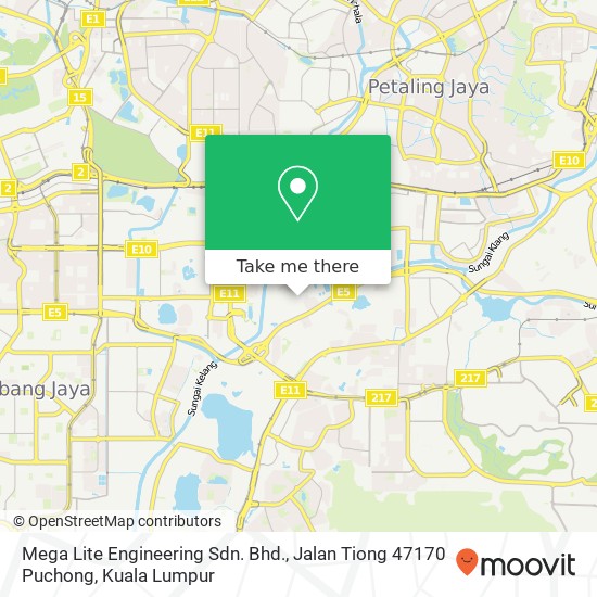 Peta Mega Lite Engineering Sdn. Bhd., Jalan Tiong 47170 Puchong