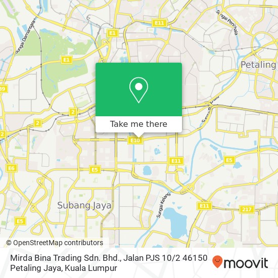 Peta Mirda Bina Trading Sdn. Bhd., Jalan PJS 10 / 2 46150 Petaling Jaya