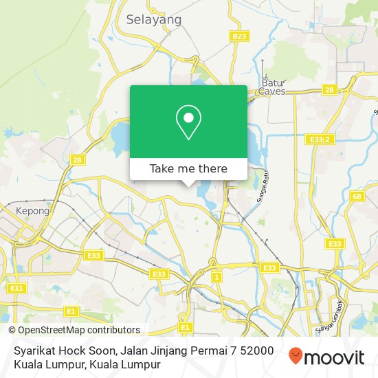 Peta Syarikat Hock Soon, Jalan Jinjang Permai 7 52000 Kuala Lumpur