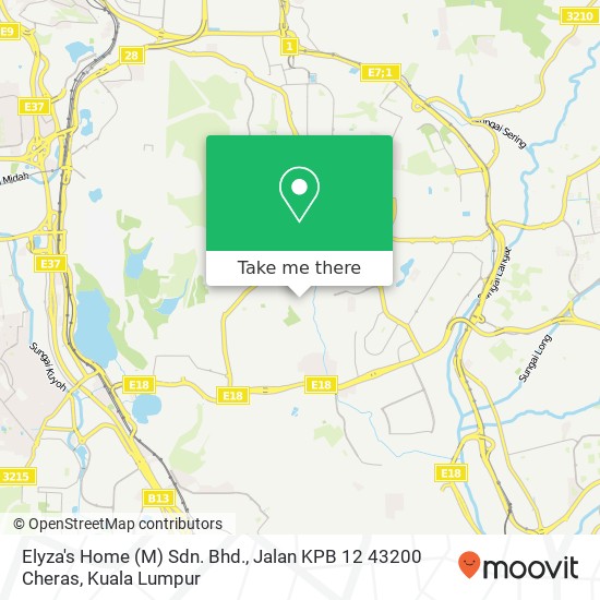 Peta Elyza's Home (M) Sdn. Bhd., Jalan KPB 12 43200 Cheras