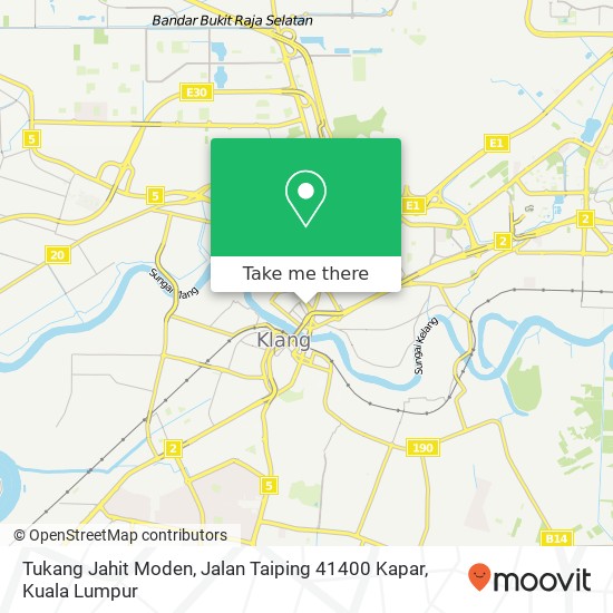 Peta Tukang Jahit Moden, Jalan Taiping 41400 Kapar