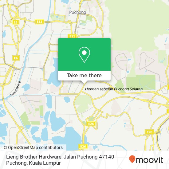 Peta Lieng Brother Hardware, Jalan Puchong 47140 Puchong