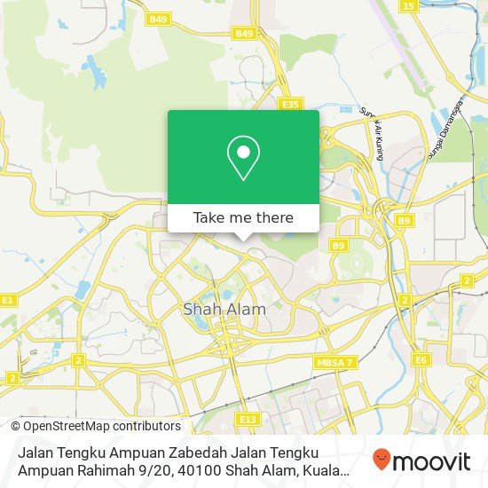 Jalan Tengku Ampuan Zabedah Jalan Tengku Ampuan Rahimah 9 / 20, 40100 Shah Alam map