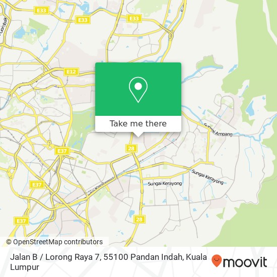 Peta Jalan B / Lorong Raya 7, 55100 Pandan Indah