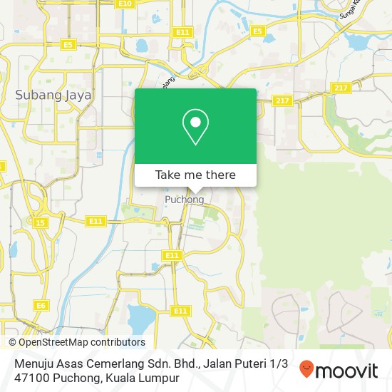 Peta Menuju Asas Cemerlang Sdn. Bhd., Jalan Puteri 1 / 3 47100 Puchong