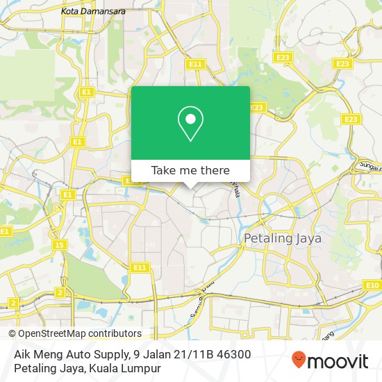 Aik Meng Auto Supply, 9 Jalan 21 / 11B 46300 Petaling Jaya map