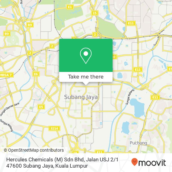 Peta Hercules Chemicals (M) Sdn Bhd, Jalan USJ 2 / 1 47600 Subang Jaya