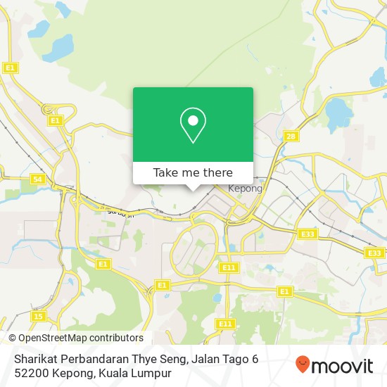 Peta Sharikat Perbandaran Thye Seng, Jalan Tago 6 52200 Kepong