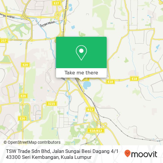 TSW Trade Sdn Bhd, Jalan Sungai Besi Dagang 4 / 1 43300 Seri Kembangan map
