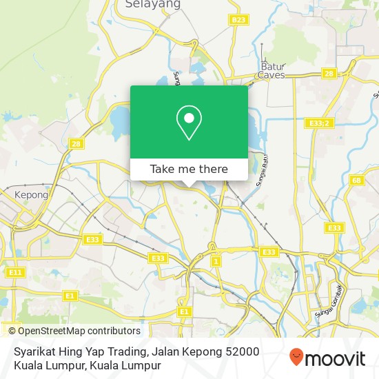 Peta Syarikat Hing Yap Trading, Jalan Kepong 52000 Kuala Lumpur