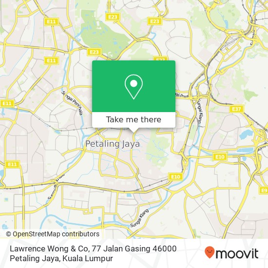 Peta Lawrence Wong & Co, 77 Jalan Gasing 46000 Petaling Jaya