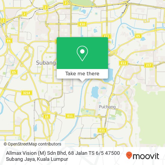 Peta Allmax Vision (M) Sdn Bhd, 68 Jalan TS 6 / 5 47500 Subang Jaya