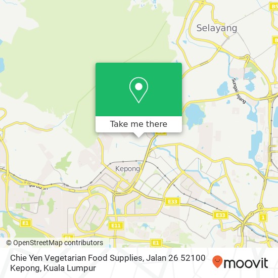 Peta Chie Yen Vegetarian Food Supplies, Jalan 26 52100 Kepong