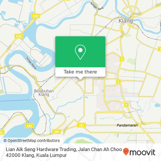 Lian Aik Seng Hardware Trading, Jalan Chan Ah Choo 42000 Klang map
