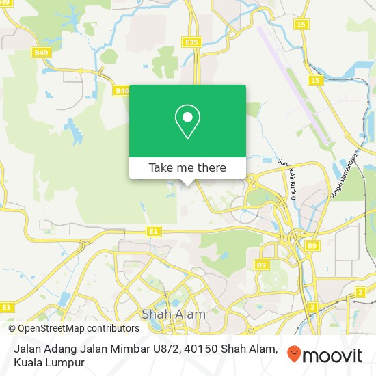 Peta Jalan Adang Jalan Mimbar U8 / 2, 40150 Shah Alam