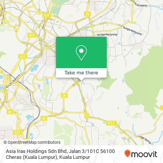 Peta Asia Iras Holdings Sdn Bhd, Jalan 3 / 101C 56100 Cheras (Kuala Lumpur)