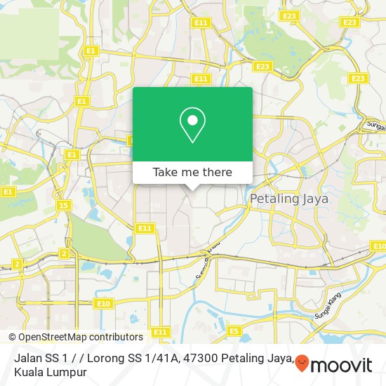 Jalan SS 1 / / Lorong SS 1 / 41A, 47300 Petaling Jaya map