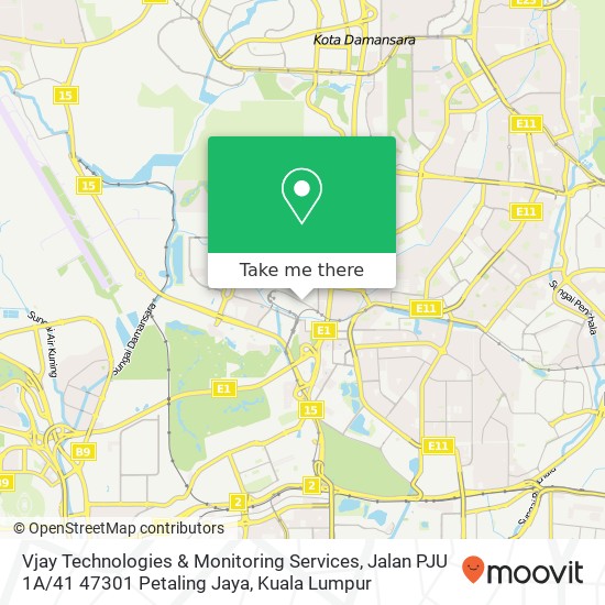 Peta Vjay Technologies & Monitoring Services, Jalan PJU 1A / 41 47301 Petaling Jaya