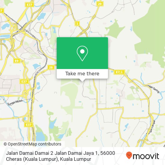 Peta Jalan Damai Damai 2 Jalan Damai Jaya 1, 56000 Cheras (Kuala Lumpur)