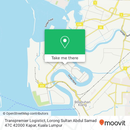Peta Transpremier Logistict, Lorong Sultan Abdul Samad 47C 42000 Kapar