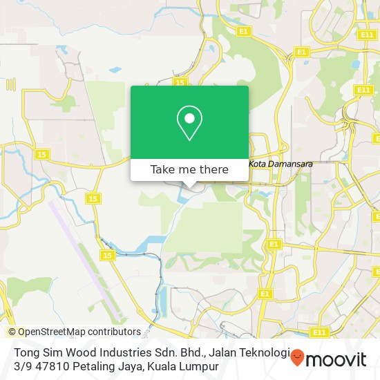 Peta Tong Sim Wood Industries Sdn. Bhd., Jalan Teknologi 3 / 9 47810 Petaling Jaya