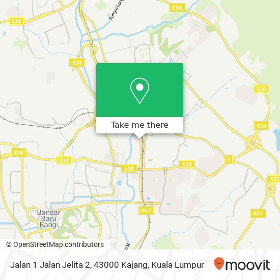 Peta Jalan 1 Jalan Jelita 2, 43000 Kajang