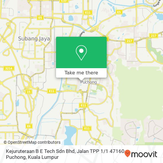 Kejuruteraan B E Tech Sdn Bhd, Jalan TPP 1 / 1 47160 Puchong map