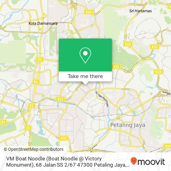 Peta VM Boat Noodle (Boat Noodle @ Victory Monument), 68 Jalan SS 2 / 67 47300 Petaling Jaya