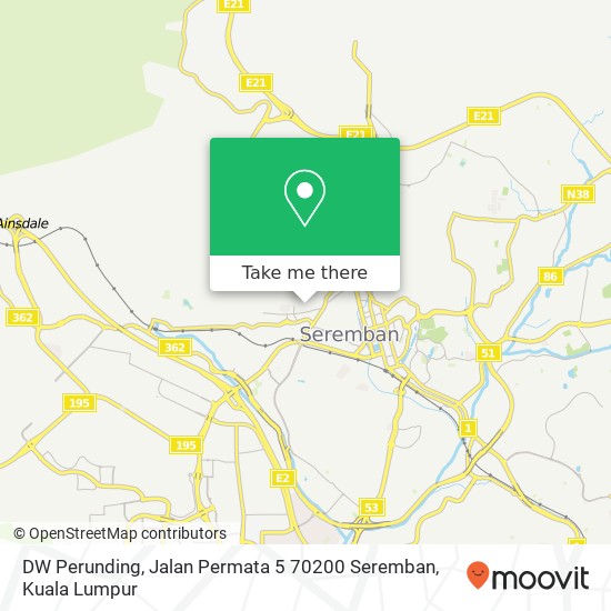 Peta DW Perunding, Jalan Permata 5 70200 Seremban